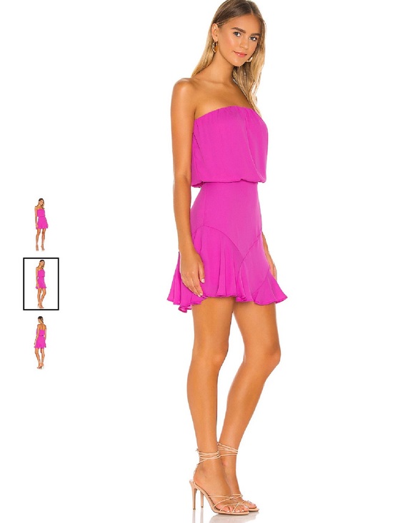 krisa Dresses & Skirts - krisa Hot Pink Strapless Mini Dress Size Small Fuchsia Asymmetrical Ruffle